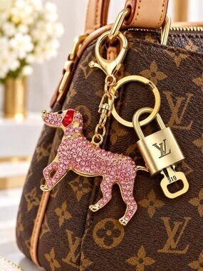 Louis Vuitton Authentic Gold Padlock 🔑 Key + Unbranded Dog Stylish Bag Charm
